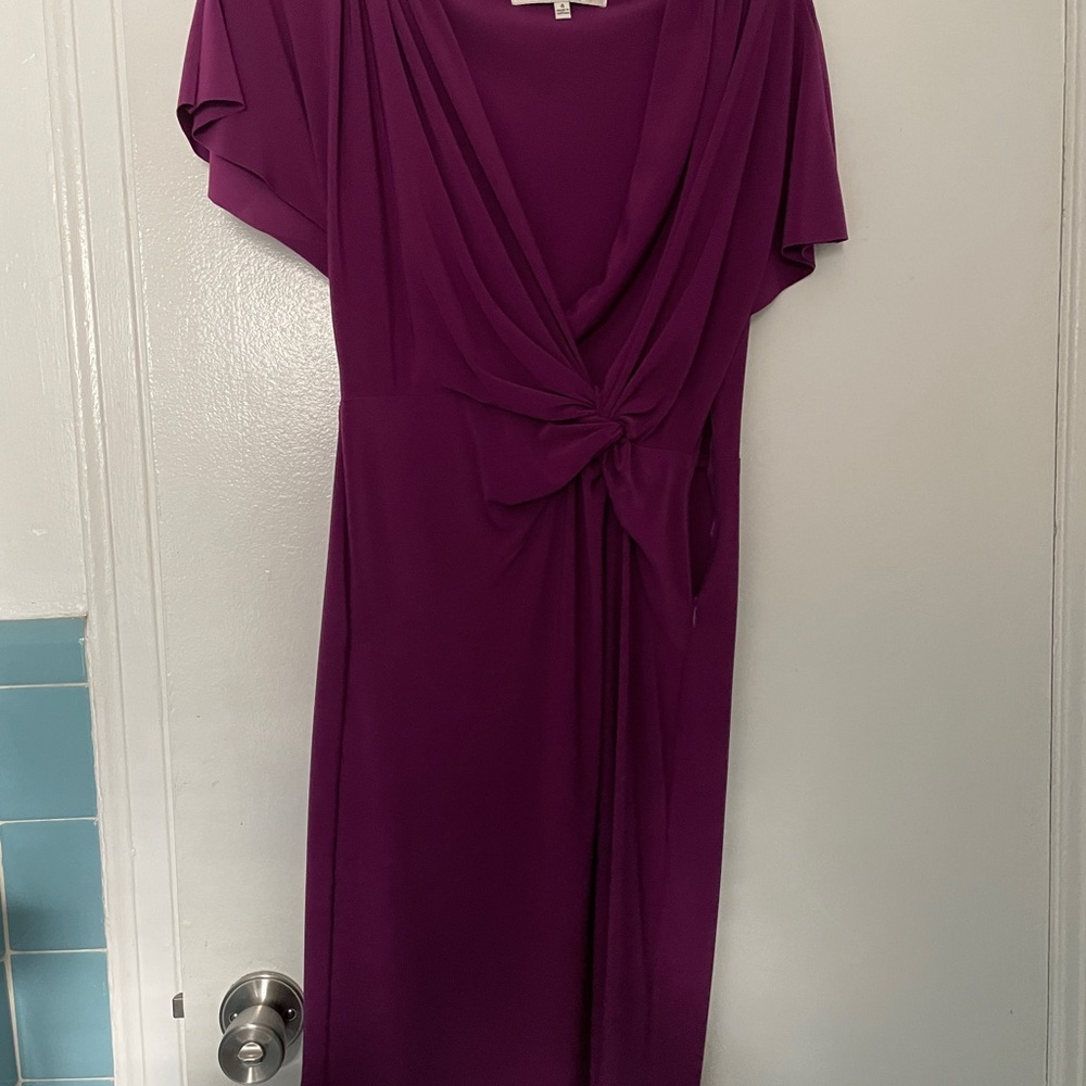 Evan Picone Raspberry Flutter Sleeve Midi Dress - image 5